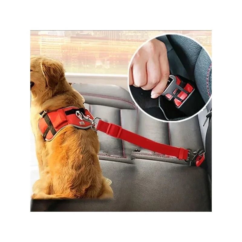 Adjustable Pet Dog Safety Rope for Cars – Red, Blue, Black