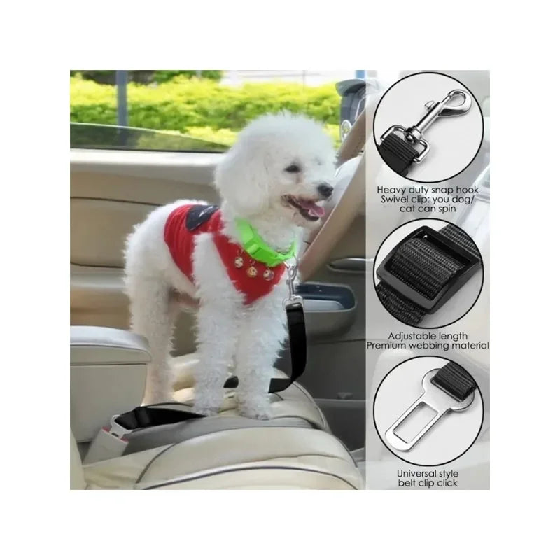 Adjustable Pet Dog Safety Rope for Cars – Red, Blue, Black
